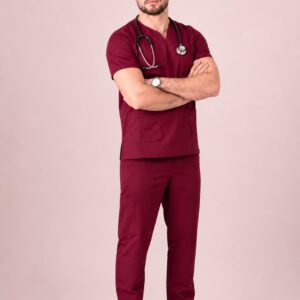 Essential Pro Classic V-Neck Scrub Top – Burgundy