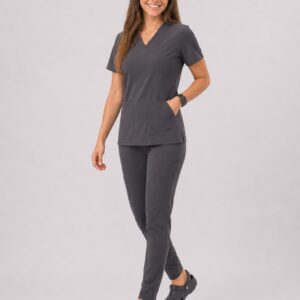 Essential Pro Classic V-Neck Scrub Top – Charcoal Gray