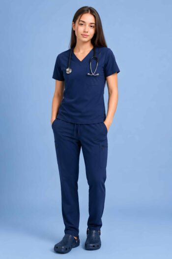 Essential Pro Classic V-Neck Scrub Top – Navy Blue