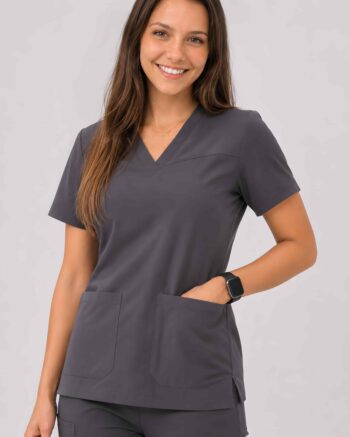 Essential Pro Classic V-Neck Scrub Top – Charcoal Gray